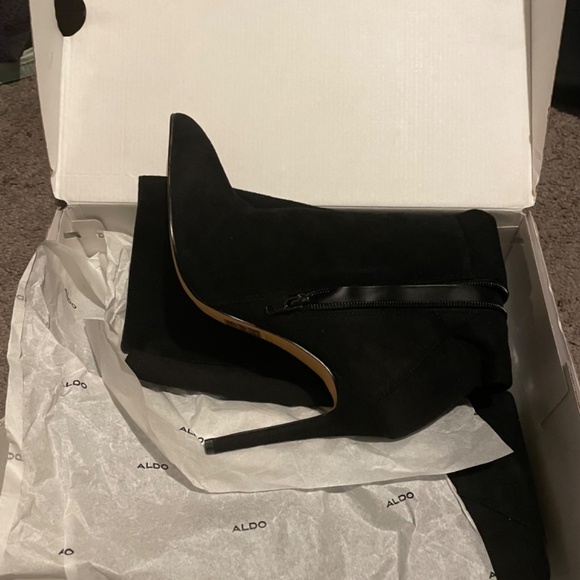 ALDO Black Suede Stiletto Boots - Picture 8 of 10